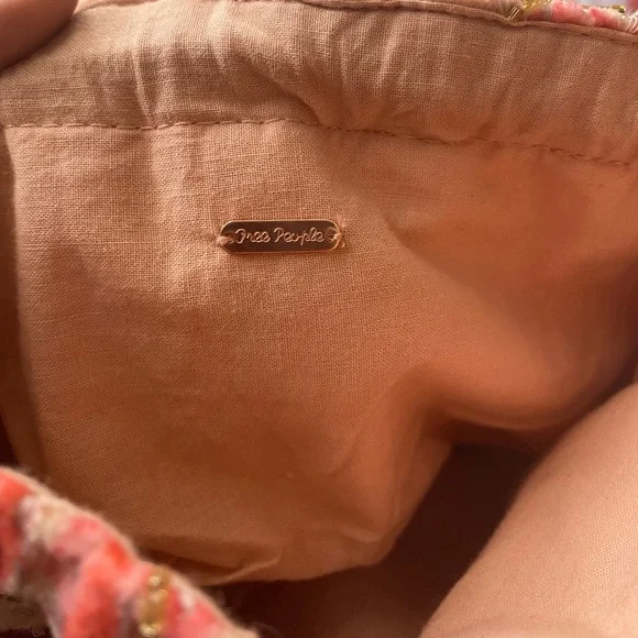 NWT Free People Velvet Moon Tote Bag Purse beaded detail red & pink available - Picture 7 of 8